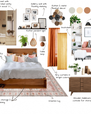 Boho with mid-century touches bedroom